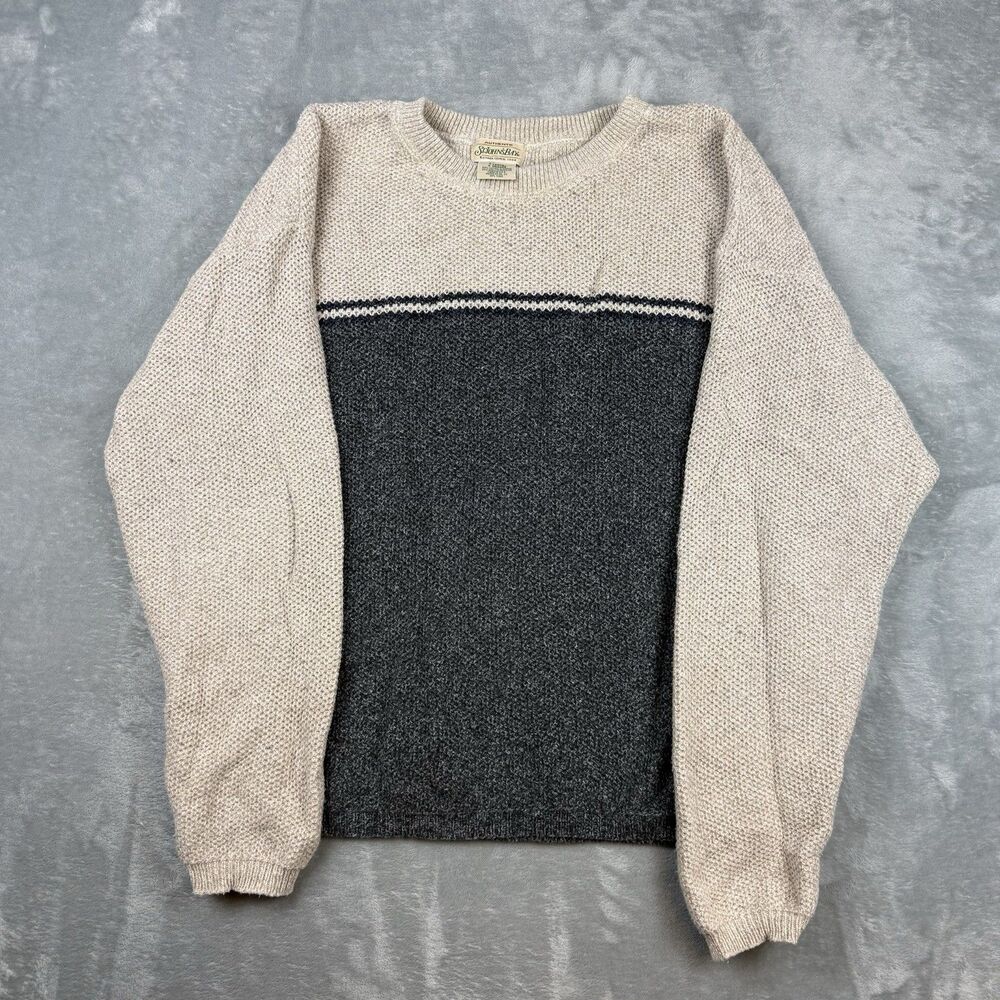 Vintage St Johns Bay Sweater Mens XL Colorblock Geometric Made USA 90s